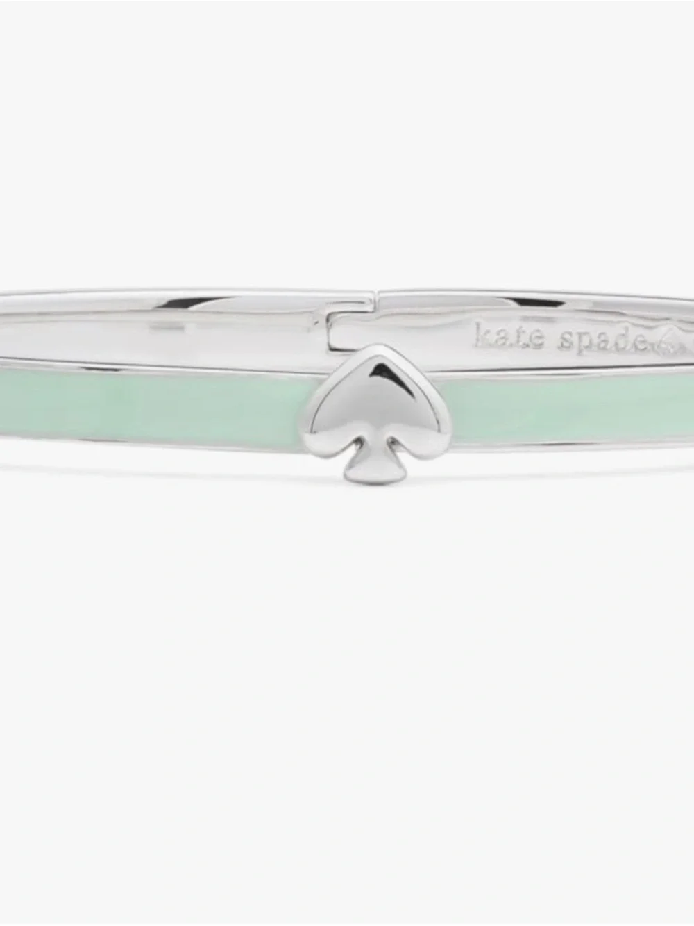 kate spade Silver Tone Hinged Bangle with Pale Mint Accent - Picture 7 of 8